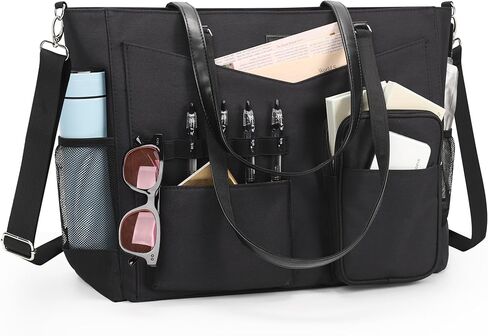 Laptop Tote Bag for Women 17 Inch, Laptop Bag With USB Port & 15 Pockets Teacher Work Bag with Compartments Business Travel Professional Computer Bag Office Work Organized Bag with Shoulder Straps in Saudi Arabia