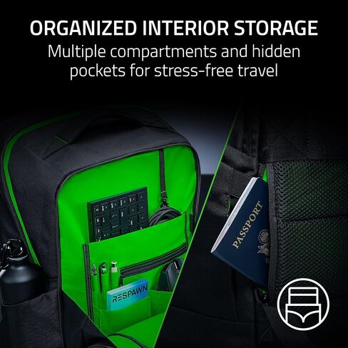حقيبة ظهر للكمبيوتر المحمول Razer Rogue V4 مقاس 18 بوصة - جزء خارجي مقاوم للتمزق والماء، حافظة مقاومة للصدمات تناسب أجهزة الكمبيوتر المحمولة حتى 18 بوصة، مريحة ومريحة، مصنوعة من مواد معاد تدويرها، وأشرطة كتف مبطنة in Kuwait
