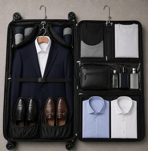 STUFFSTASH Rolling Garment Bag with Removable Wheels, Rolling Garment Bag for Travel, Large Capacity Travel Bag for Suits & Dresses, Hanging Garment Bag with Wheels, YKK Zippers & TSA Lock in Saudi Arabia
