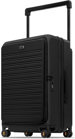 LEVEL8 Adventure Top Opening Luggage Airline Approved with Tsa Lock, 28 Inch Wide Handle Luggage with Spinner Wheels, Top Lid Opening Hardside Expandable Large Suitcases with Wheels, Yellowblack in Kuwait