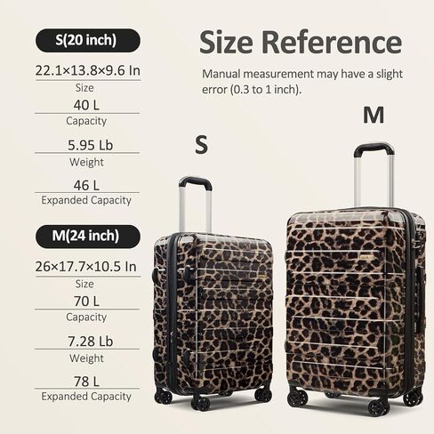 Cheetah Print Carry on Luggage 22x14x9 Airline Approved, Expandable 20 Inch Hardside Suitcase with Wheels TSA Lock, PC+ABS Lightweight Carry on Suitcases for Women in Kuwait