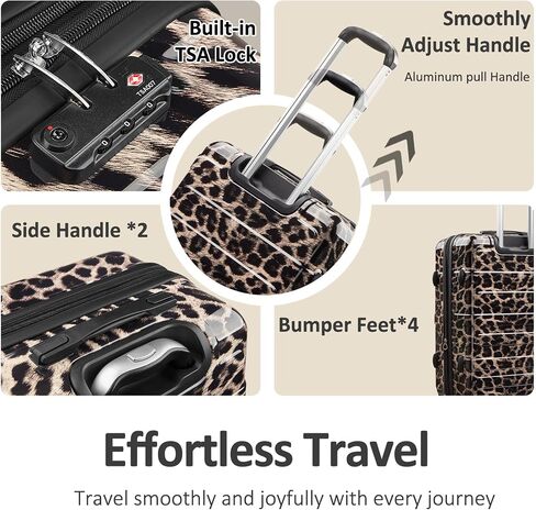 Cheetah Print Carry on Luggage 22x14x9 Airline Approved, Expandable 20 Inch Hardside Suitcase with Wheels TSA Lock, PC+ABS Lightweight Carry on Suitcases for Women in Kuwait