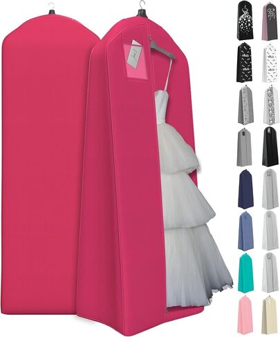 Your Bags 72" Wedding Dress Garment Bag with 20" Gusset & ID Window - Extra Large Bridal Garment Bags for Travel - Breathable, Foldable Dress Bag for Puffy Dresses, Prom & Formal Wear (White/Grey) in Saudi Arabia