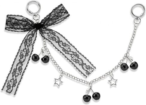 Cute Cherry Bag Charm Bow Purse Charm, Black Wallet Chain Keychain Cute Purse Accessories for Women in Saudi Arabia