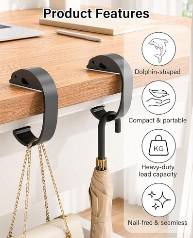 4pcs Purse Hook for Table, Heavy Duty C-Shaped Bag Holder for Tables, Non-Slip Purse Hanger for Desk in Saudi Arabia