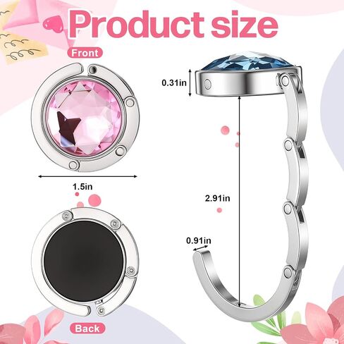 Making Your Bag Within Reach - 4 PCS Foldable Purse Hook for Table, Bling Foldable Purse Hooks, Magic Handbag Folding Hanger Gifts for Women in Kuwait