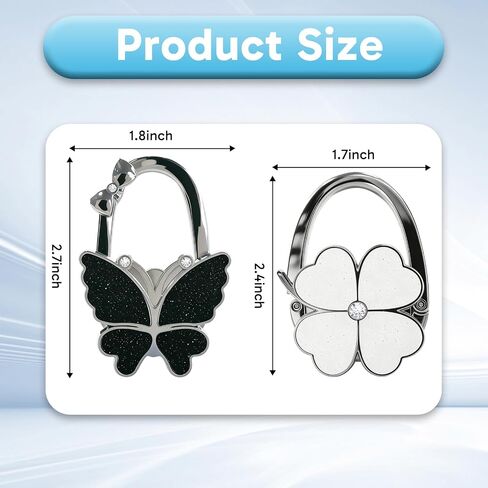 2Pcs Table Purse Hook, Handbag Holder for Table, Butterfly and Four Leaf Clover Foldable Handbag Hangers, Portable Lightweight Handbag Hooks for Women, Travel and Office Use in Kuwait