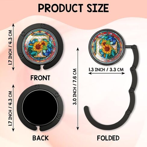 YAZMEEN Stained Glass Initial Foldable Purse Hook for Table, Stained Glass Letter T, Women's Handbag Hanger Holder, Portable Purse Table Hanger, Funny Desk Hook Gifts for Mom Wife Sister Friend BFF in Kuwait