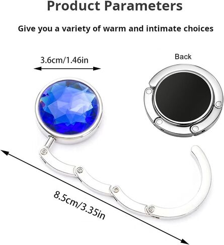 6 PCS Crystal Handbag Hooks for Tables, Portable Folding Purse Hanger, Non-Slip Bag Holder for Restaurant Office Home, Magnetic Closure, Alloy Metal, Easy to Carry in Saudi Arabia