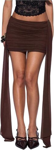 MakeMeChic Women's Summer Bodycon Mini Skirt Y2K Low Rise Ruched Fitted Cocktail Short Skirts in Kuwait