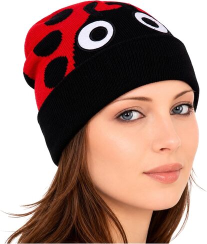 ComfyCamper Red Ladybug Beanie Costume Hat for Womens Lady Bug Beetle Animal Cosplay Hats Halloween Costumes in Kuwait