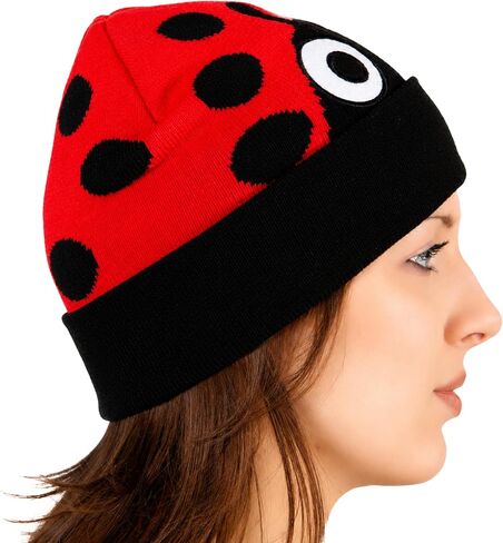 ComfyCamper Red Ladybug Beanie Costume Hat for Womens Lady Bug Beetle Animal Cosplay Hats Halloween Costumes in Kuwait