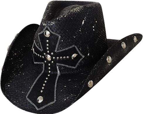 Bullhide No Mercy Panama Straw Western Hat with Leather Cross and Studded Brim in Saudi Arabia