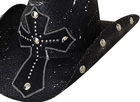 Bullhide No Mercy Panama Straw Western Hat with Leather Cross and Studded Brim in Saudi Arabia
