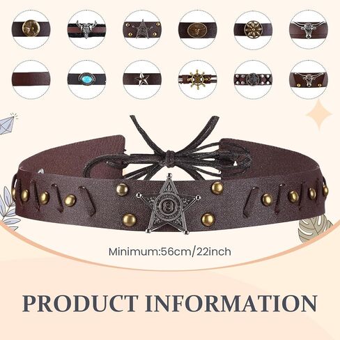 12Pcs Cowboy Hat Bands for Men Women Weasten Hat Leather Band Panama Ethnic Rural Turquoise Hatbands Beaded Belts Cowgirl Cowboy Hats Accessories Adjustable in Kuwait