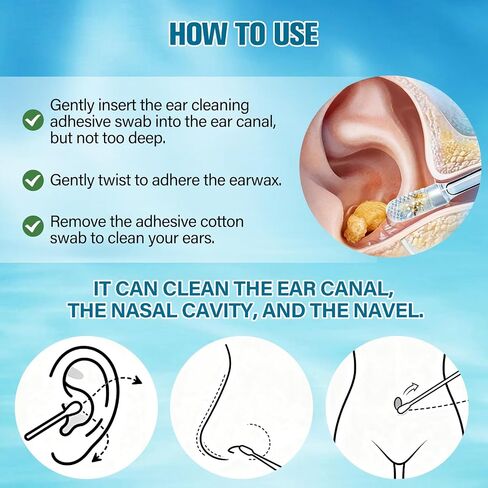 72Pcs Sticky Ear Cleaning Sticks,Ear Cleaner Sticky Pick with Dust Cover,Reusable Sticky Ear Cleaner Picks for Daily Ear Care,Soft Head Swabs,Adhesive Ear Cleaning Sticks for All Ages(3 Box) in Kuwait