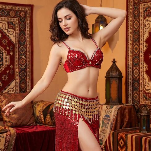 وشاح الورك للرقص الشرقي، حزام معدني للعملات المعدنية للرقص الشرقي، تنانير، حزام سلسلة للأداء، الحفلات، الأزياء التنكرية باللون الذهبي in Kuwait
