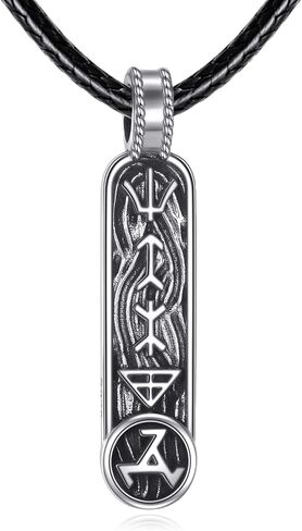 Viking Runes Bar Pendant Necklace 925 Sterling Silver, Nordic Norse Protection Talisman Amulet Jewelry for Men Women in Kuwait