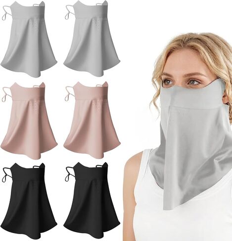 6 Pcs UV Sun Protection Face Mask with Neck Coverage UPF 50+ Face Shield Breathable Design for Outdoor Activities in Saudi Arabia