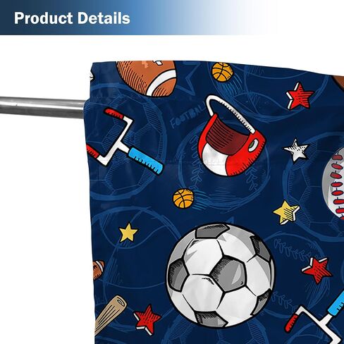Navy Rugby Ball Window Curtains for Kids Teens Boys Girls, Sports Curtains Living Room Bedroom Nursery Toddler Home Party Decor, Rod Pocket Window Drapes 2 Panel, 84"x84" in Saudi Arabia