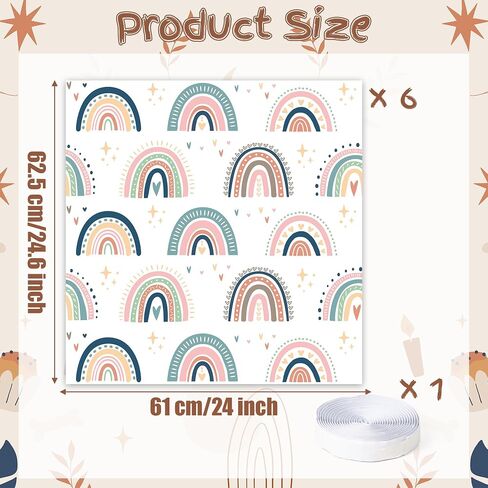 Washable Classroom Cabinet Curtains Set - 6Pcs 24 x 24.6 Inch Rainbow Hook & Loop No Drill Fabric Cover for Shelves, Teacher Desk Lectern Curtain Detachable Decor for Bookshelf in Saudi Arabia