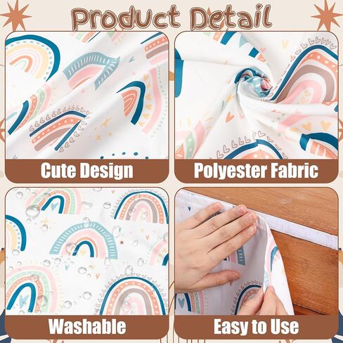 Washable Classroom Cabinet Curtains Set - 6Pcs 24 x 24.6 Inch Rainbow Hook & Loop No Drill Fabric Cover for Shelves, Teacher Desk Lectern Curtain Detachable Decor for Bookshelf in Saudi Arabia