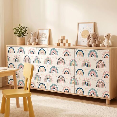 Washable Classroom Cabinet Curtains Set - 6Pcs 24 x 24.6 Inch Rainbow Hook & Loop No Drill Fabric Cover for Shelves, Teacher Desk Lectern Curtain Detachable Decor for Bookshelf in Saudi Arabia