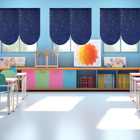 6 Pcs School Classroom Curtains Outer Space Back to Classroom Galaxy Curtains Night Sky Decorations for School Classroom Kindergarten Playroom Primary Daycare Bedroom Living Room (36" X 24") in Saudi Arabia