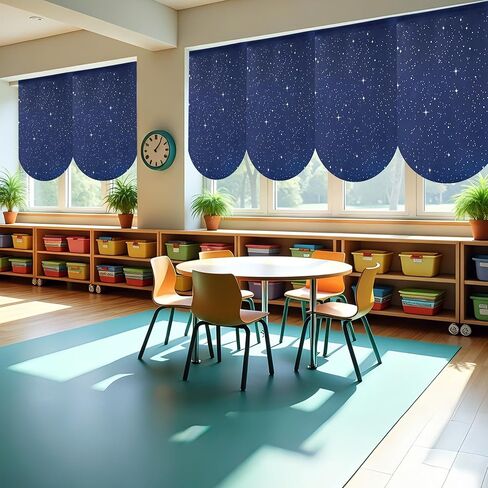 6 Pcs School Classroom Curtains Outer Space Back to Classroom Galaxy Curtains Night Sky Decorations for School Classroom Kindergarten Playroom Primary Daycare Bedroom Living Room (36" X 24") in Saudi Arabia