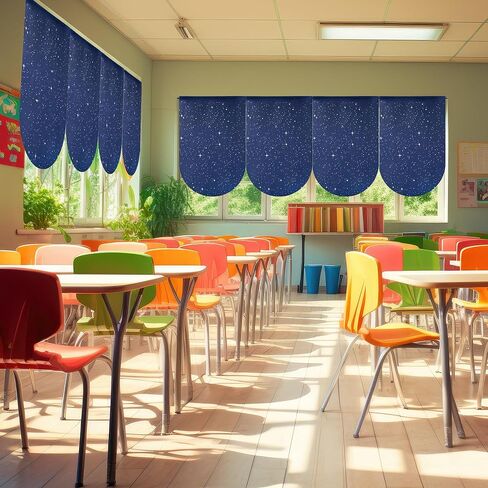 6 Pcs School Classroom Curtains Outer Space Back to Classroom Galaxy Curtains Night Sky Decorations for School Classroom Kindergarten Playroom Primary Daycare Bedroom Living Room (36" X 24") in Saudi Arabia