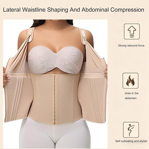 waist trainer corset, Waist Trainer with Bra Corset Shapewear Compression, Double djustable Zipper And Hook-eyes ﻿ in Kuwait