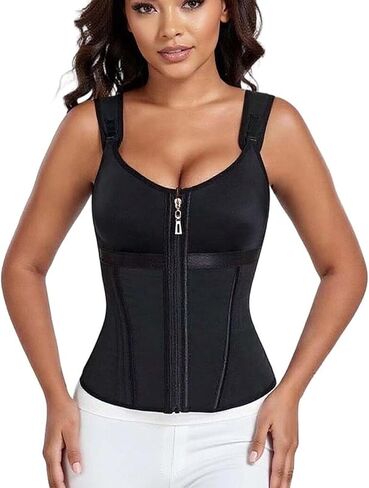 waist trainer corset, Waist Trainer with Bra Corset Shapewear Compression, Double djustable Zipper And Hook-eyes ﻿ in Kuwait
