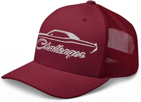 1970 Challenger Silhouette Trucker Hat | Retro Muscle Car Embroidered Mesh Back Snapback Cap in Kuwait