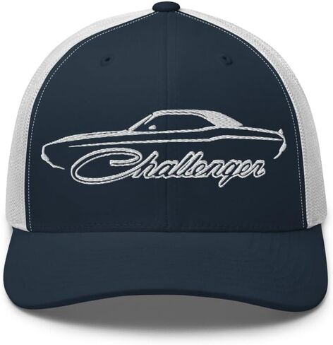 1970 Challenger Silhouette Trucker Hat | Retro Muscle Car Embroidered Mesh Back Snapback Cap in Kuwait