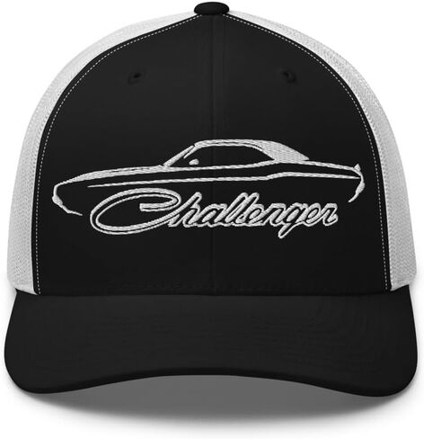 1970 Challenger Silhouette Trucker Hat | Retro Muscle Car Embroidered Mesh Back Snapback Cap in Kuwait