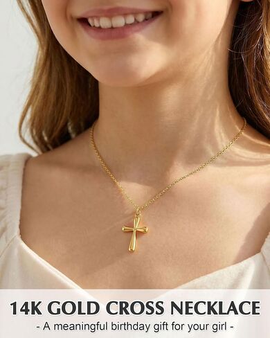 Happy 9th/10th/11th/12th Birthday Gifts for Girls, 14K Gold-plated Cross Necklace for Girls in Saudi Arabia
