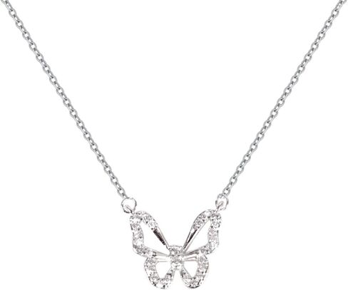Butterfly Necklace - Rhinestone Pendant Necklaces for Women Butterflies Charm Jewelry for Valentine's Day Women Teen Girl Party Statement Dress Sweater Anniversary (Butterfly, Sliver) in Saudi Arabia