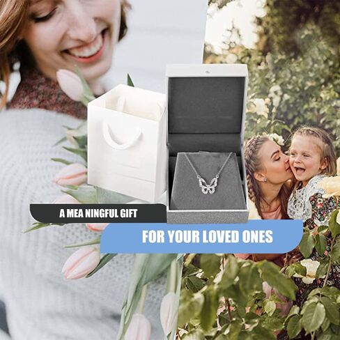 Butterfly Necklace - Rhinestone Pendant Necklaces for Women Butterflies Charm Jewelry for Valentine's Day Women Teen Girl Party Statement Dress Sweater Anniversary (Butterfly, Sliver) in Saudi Arabia