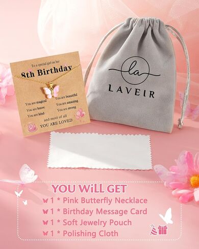 You Are Loved Happy 8th Birthday Gift for Girls, Meaningful Butterfly Necklace for 8 Year Old Girl in Saudi Arabia