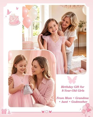 You Are Loved Happy 8th Birthday Gift for Girls, Meaningful Butterfly Necklace for 8 Year Old Girl in Saudi Arabia