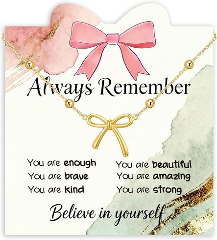 Always Remember Believe in Yourself - Cute Bow Necklace Trendy Preppy Stuff for Teen Girls Graduation Gifts in Kuwait