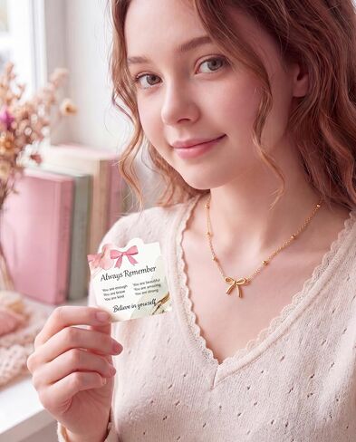 Always Remember Believe in Yourself - Cute Bow Necklace Trendy Preppy Stuff for Teen Girls Graduation Gifts in Kuwait