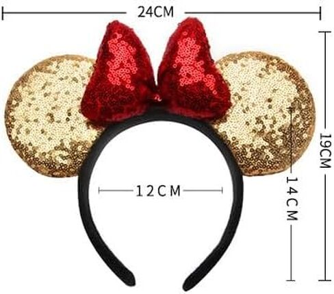 Mouse Deluxe Ear Bow Headbands Sequins Hairbands Women Hair Accessories For Cosplay Costume Party (Blue Red) in Kuwait