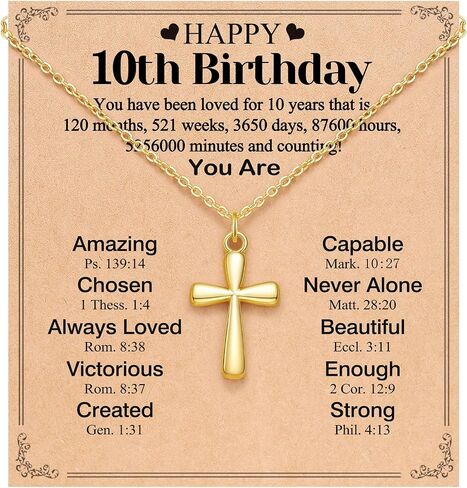 Happy 9th/10th/11th/12th Birthday Gifts for Girls, 14K Gold-plated Cross Necklace for Girls in Saudi Arabia