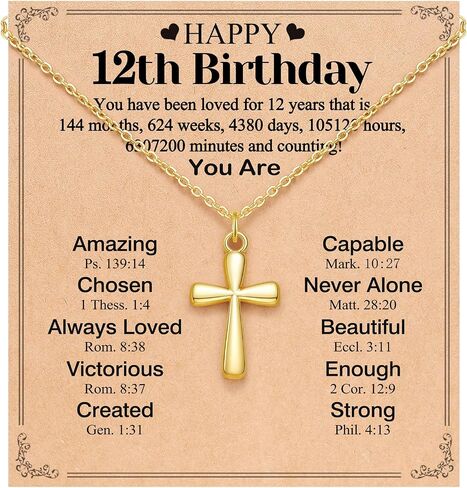 Happy 9th/10th/11th/12th Birthday Gifts for Girls, 14K Gold-plated Cross Necklace for Girls in Saudi Arabia