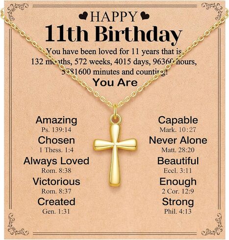 Happy 9th/10th/11th/12th Birthday Gifts for Girls, 14K Gold-plated Cross Necklace for Girls in Saudi Arabia