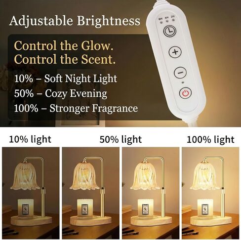 Candle Warmer Lamp with Timer Dimmable: Birthday Gifts for Women Adjustable Height Candles Light Warmers Lamps Gold Crystal Candle Warmer, House Warming Gift New Home Decor, Gifts for Women in Kuwait