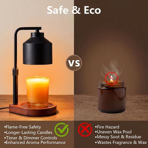 Candle Warmer Lamp with Timer and Dimmer- Electric Candle Lamp Warmer with Adjustable Height for Candle Wax Jar, Home Decor & Birthday Gifts for Women Mom Mothers Day, Candle Wax Warmer with 2 Bulbs in Saudi Arabia