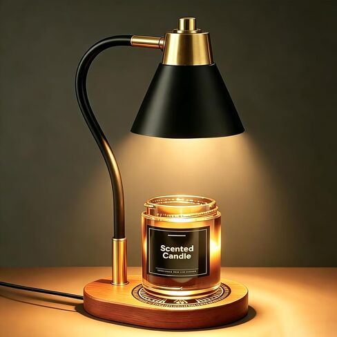 Black Candle Warmer Lamp with Timer & Dimmer, Adjustable Height Electric Wax Melter for All Jar Candles, Flameless Candle Lamp with Wooden Base & 2 Bulbs, Retro Home Decor Gifts for Mom Women in Saudi Arabia