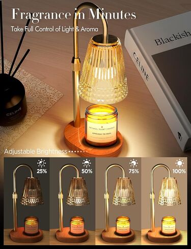 Candle Warmer Lamp with Timer Dimmer: Height Adjustable Wax Melt Warmer for Scented Jar Candles with 2 Bulbs, Christmas Birthday Gifts for Women Mom, House Warming Gifts New Home Room Decor (Gold) in Saudi Arabia